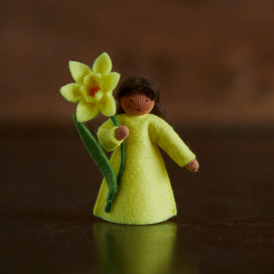 Handmade Wool Large Fairy - Daffodil - Brown
