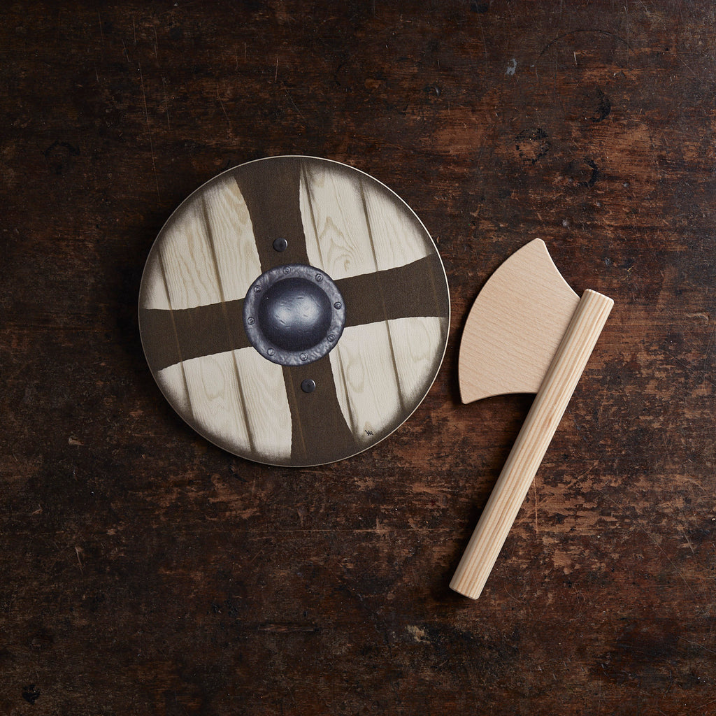 Wooden Ragnar Mini Viking Shield & Axe Set – MamaOwl