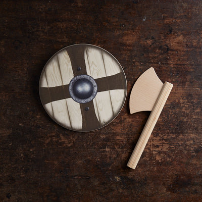 Wooden Ragnar Mini Viking Shield & Axe Set