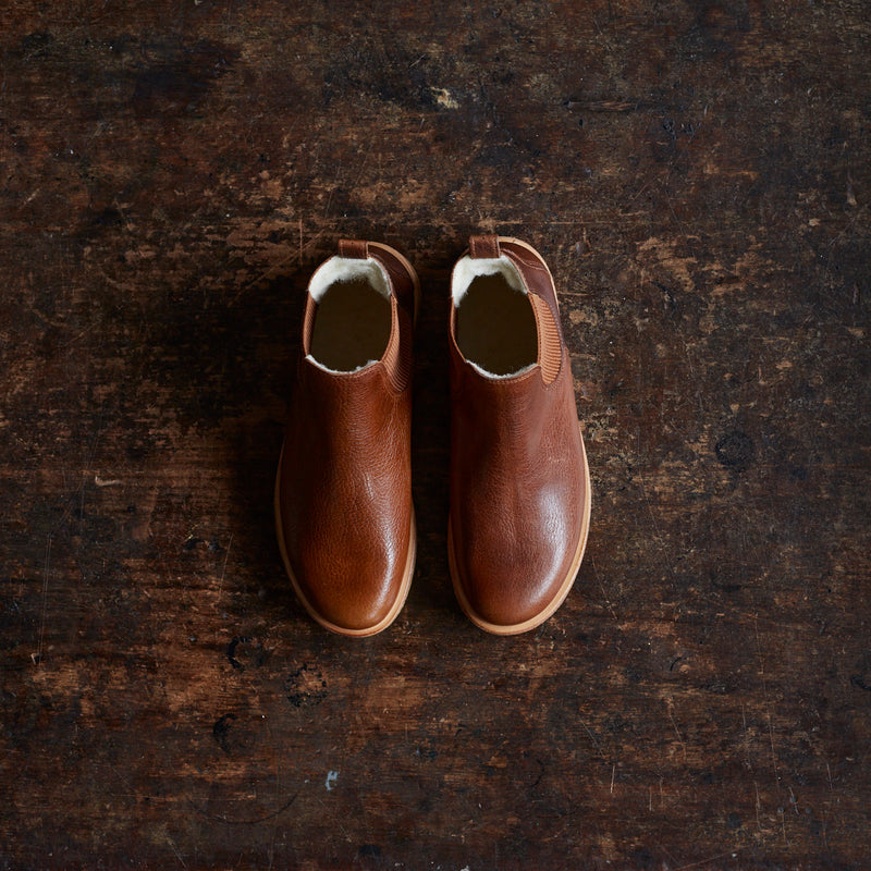 Womens Wool Lined Chelsea Boots - Cognac