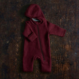 Baby & Kids Boiled Merino Wool Zip Overall - Cassis