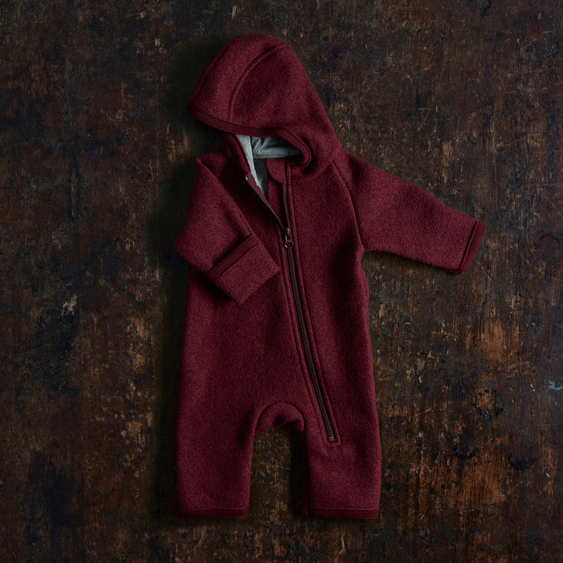 Baby & Kids Boiled Merino Wool Zip Overall - Cassis