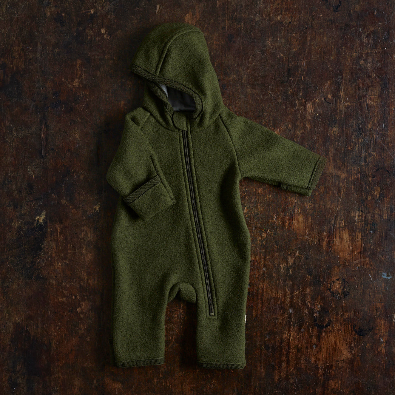 美品タグ付 misha&puff Boiled Wool Overall Baby/Kids' Boiled Merino Wool Zip Overall in green - sizes 0 mth-6