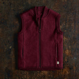 Boiled Merino Wool Zip Vest - Cassis