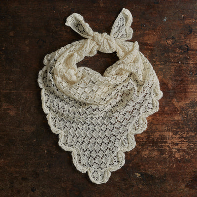 Hand Crotchet Alpaca Triangle Scarf - Ivory