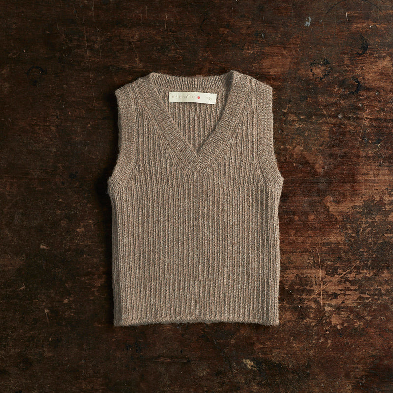 Baby & Kids Alpaca V-Neck Robert Vest - Pebble