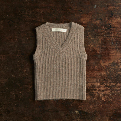 Baby & Kids Alpaca V-Neck Robert Vest - Pebble