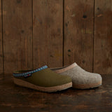 Adults Felted Wool Franzl Clog Slipper - Olive