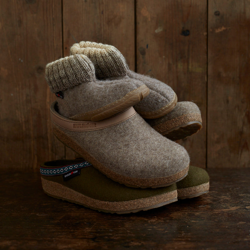 Adults Felted Wool Franzl Clog Slipper - Olive