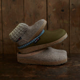 Adults Felted Wool Franzl Clog Slipper - Olive