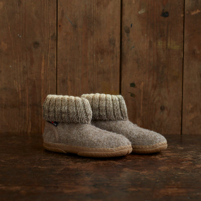 Boiled Wool Yuki Tall Slipper Boot - Beige Melange