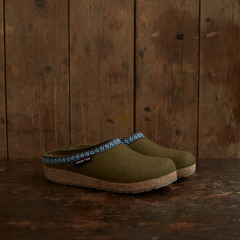 Adults Felted Wool Franzl Clog Slipper - Olive