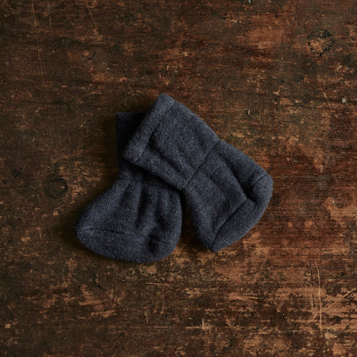 Baby Merino Wool Fleece Booties - Dark Blue