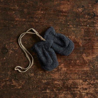 Baby & Kids Merino Wool Fleece Mittens - Dark Blue