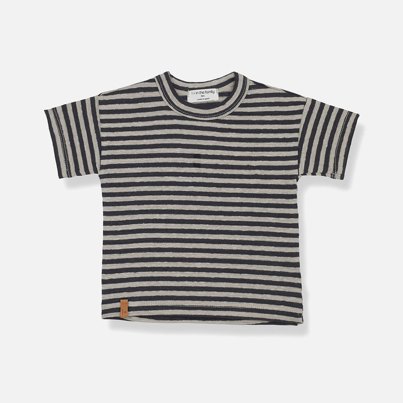 Baby & Kids Linen Jersey Cesar Tee - Anthracite/Beige