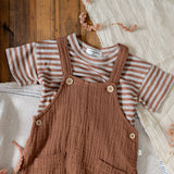 Baby & Kids Linen Jersey Cesar Tee - Sienna/Beige Stripe