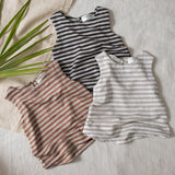 Baby & Kids Linen Jersey Janna Sleeveless Top - Beige/Ivory Stripe