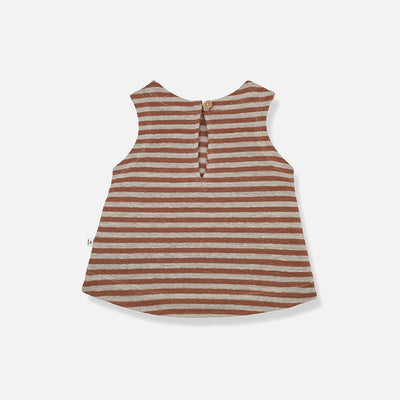 Baby & Kids Linen Jersey Janna Sleeveless Top - Sienna/Beige Stripe