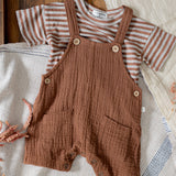 Baby & Kids Linen Jersey Cesar Tee - Sienna/Beige Stripe