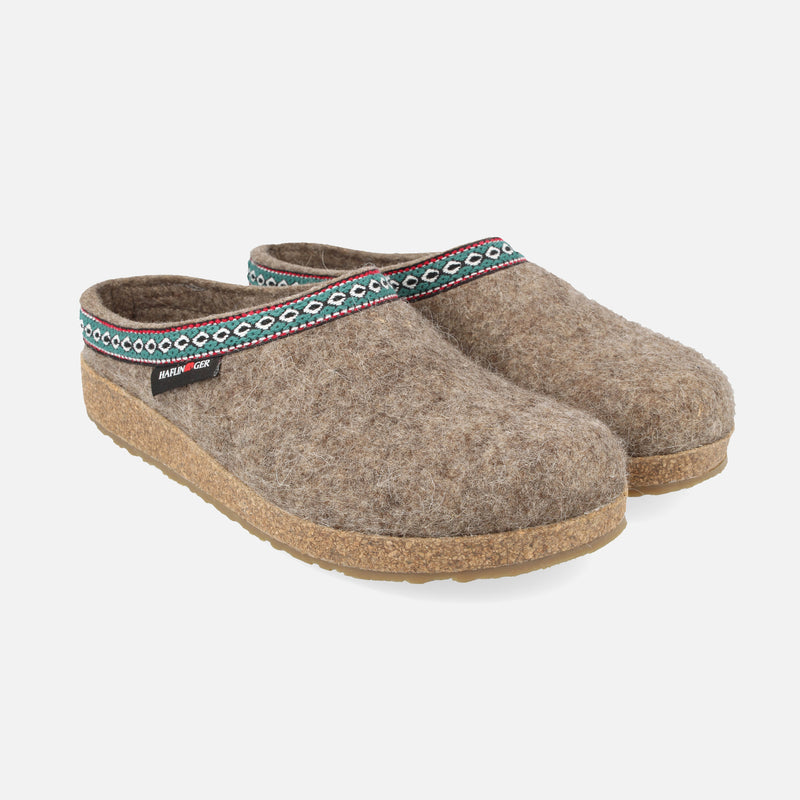 Adult's Felted Wool Franzl Clog Slipper - Beige Melange