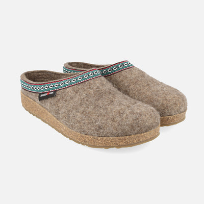 Adult's Felted Wool Franzl Clog Slipper - Beige Melange