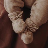 Baby Merino Wool Tie Booties - Natural