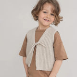 Baby & Kids Merino Wool/Alpaca/Silk Tie Vest - Beige