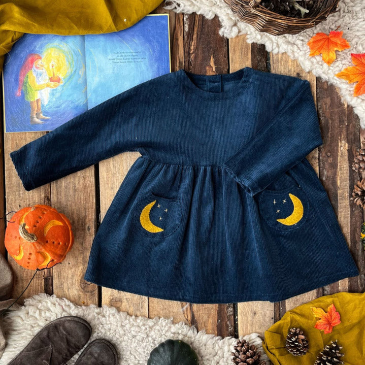 Cotton Corduroy Moon & Star Dress