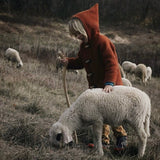 Baby & Kids Wool/Cotton Sherpa Pixie Hooded Coat - Terracotta