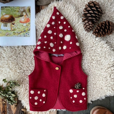 Wool Pixie Hooded Vest - Toadstool