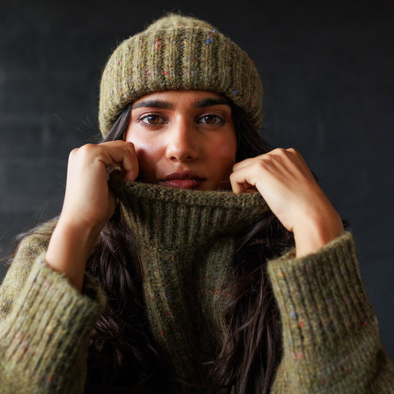 Women's Alpaca/Merino Wool/Cotton Moya Beanie - Nettle