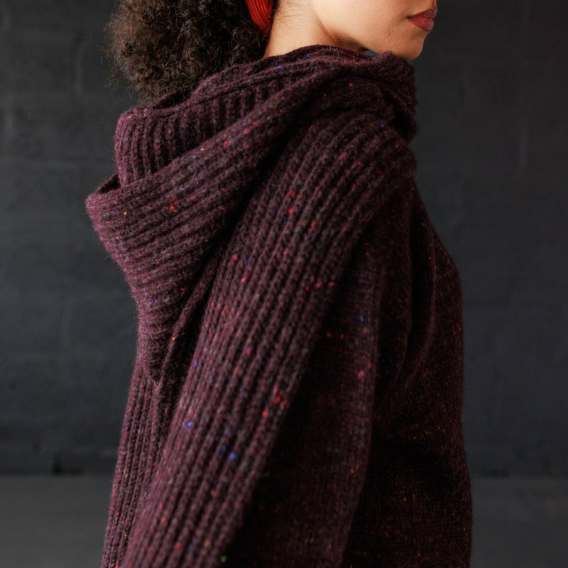 Women's Merino Wool Moya Hooded Scarf - Fig