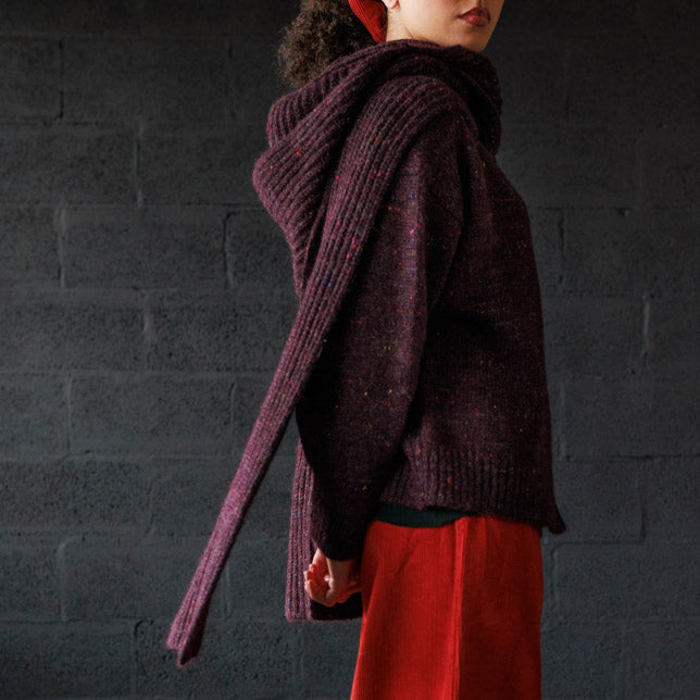 Women's Merino Wool Moya Hooded Scarf - Fig