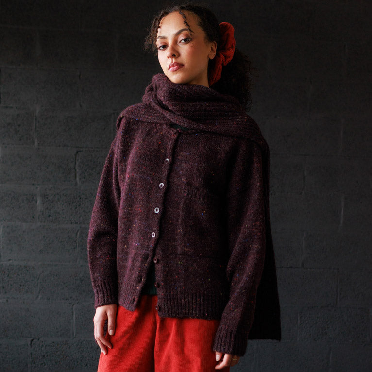Women's Alpaca/Merino Wool/Cotton Moya Cardigan - Fig