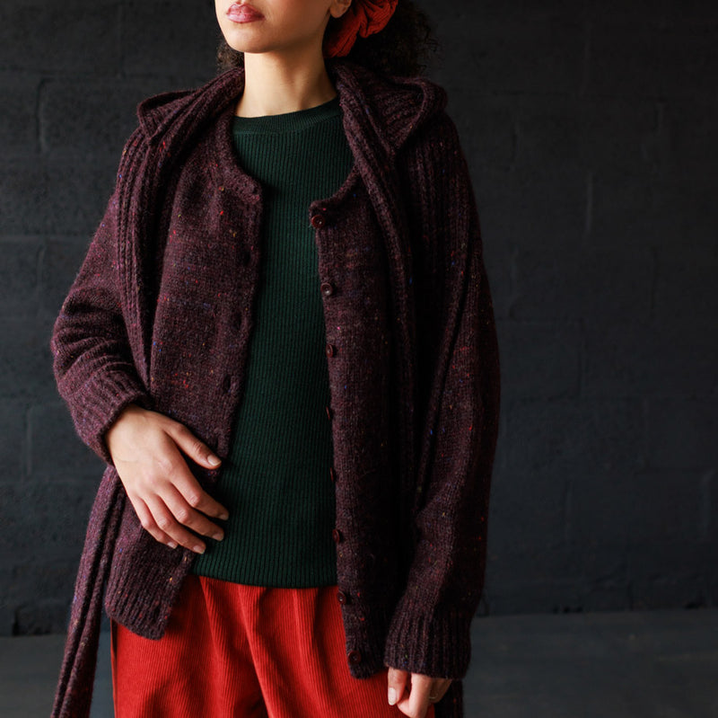Women's Alpaca/Merino Wool/Cotton Moya Cardigan - Fig