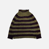 Alpaca/Merino Wool/Cotton Moya Stripe Pullover - Nettle/Fig