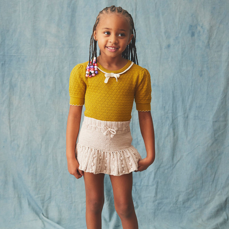 Baby & Kids Hand Knit Pima Cotton Eyelet Popcorn Skating Skirt  
