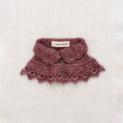 Hand Crochet Merino Wool Button Collar - Plum