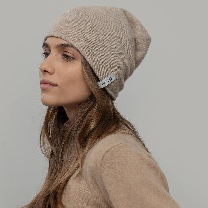 Adult's Recycled Wool Frank Beanie - Beige Cantuccino