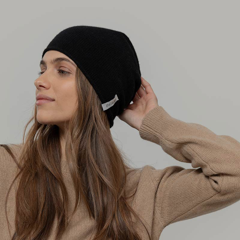 Adult's Recycled Wool Frank Beanie - Black Ardesia