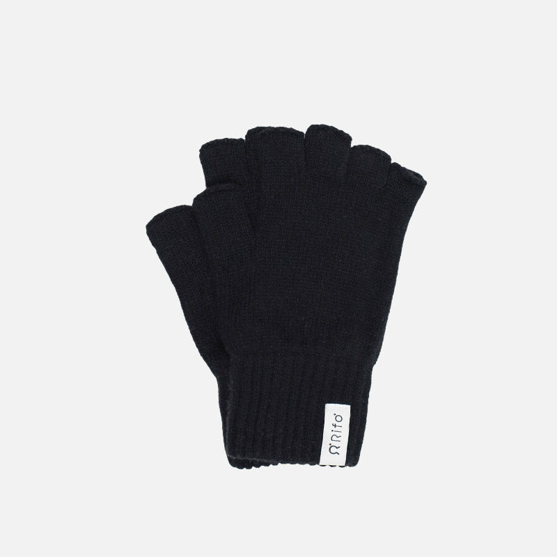Women's Recycled Wool Sasha Fingerless Gloves - Black Ardesia