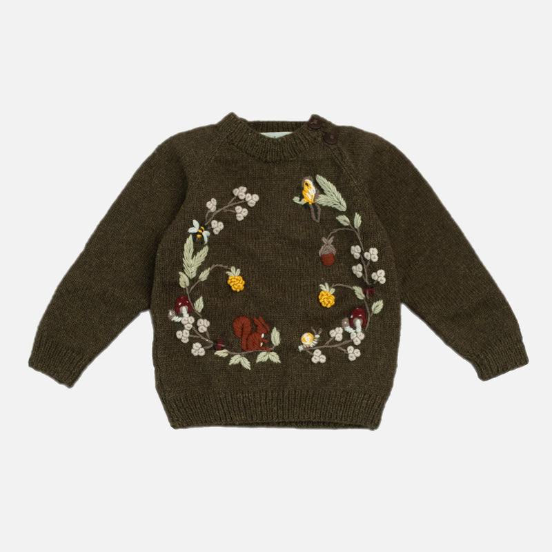 Merino Wool Woodland Sweater - Pine