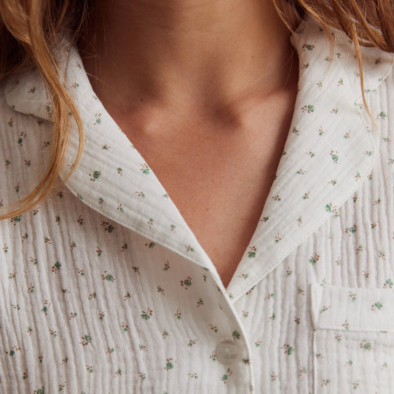 Women’s Cotton Traditional Pyjama Set - White