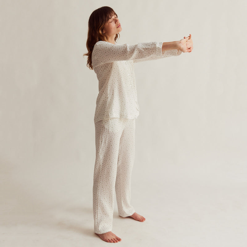 Women’s Cotton Traditional Pyjama Set - White