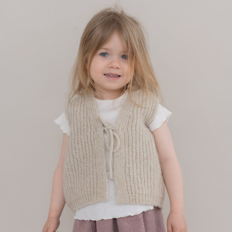 Baby & Kids Merino Wool/Alpaca/Silk Tie Vest - Beige