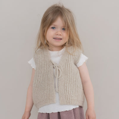 Baby & Kids Merino Wool/Alpaca/Silk Tie Vest - Beige