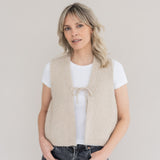 Women's Merino Wool/Alpaca/Silk Tie Vest - Beige