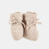 Baby Merino Wool Tie Booties - Natural