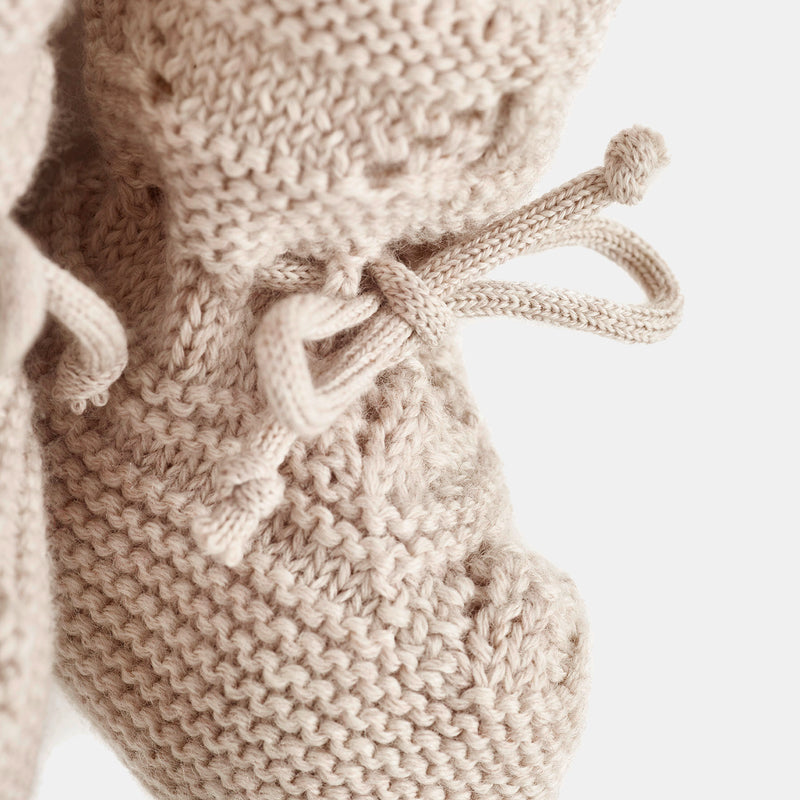 Baby Merino Wool Tie Booties - Natural