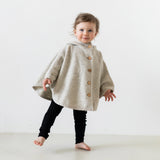 Kids Boiled Merino Wool Poncho - Natural